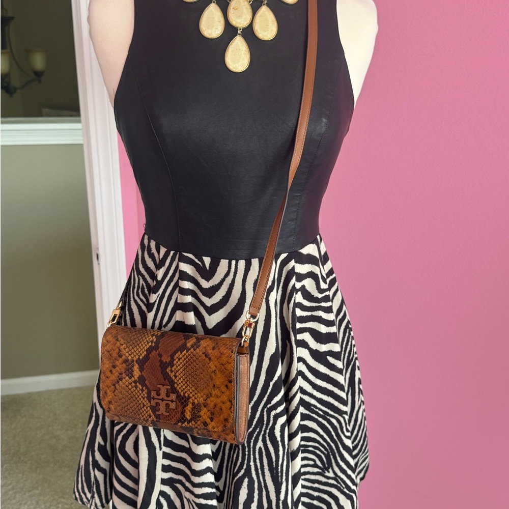 Authentic Tory Burch Brown Exotic Crossbody Bag - Picture 5 of 6
